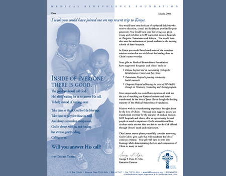 Medical Benevelonce Foundation Direct Mail Campaign from Marcia Feldman & Associates